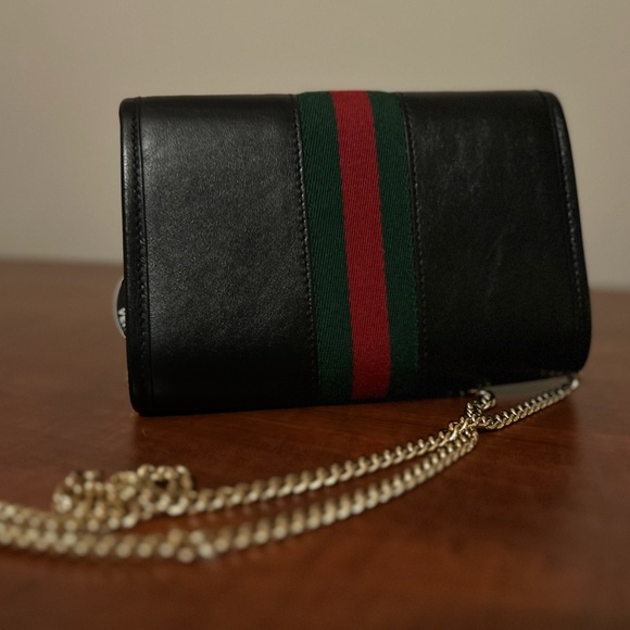 Gucci Black Leather Web Rajah Shoulder Bag Mini - Picture 2 of 3